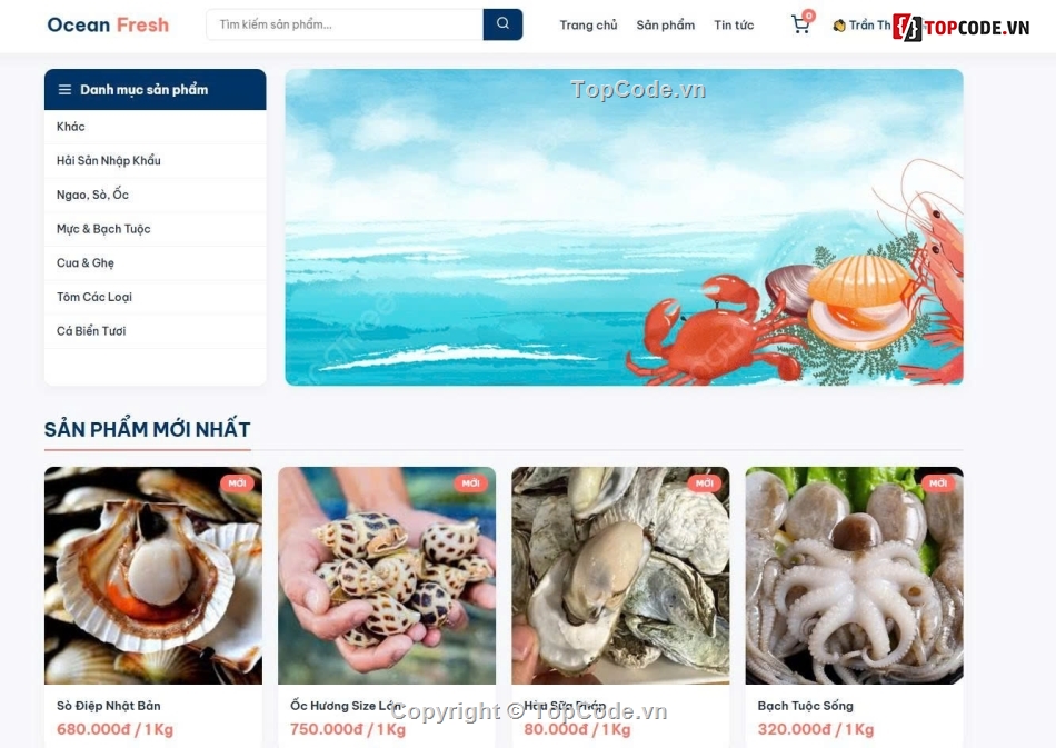 Web bán hàng,hải sản tươi sống,bán hàng